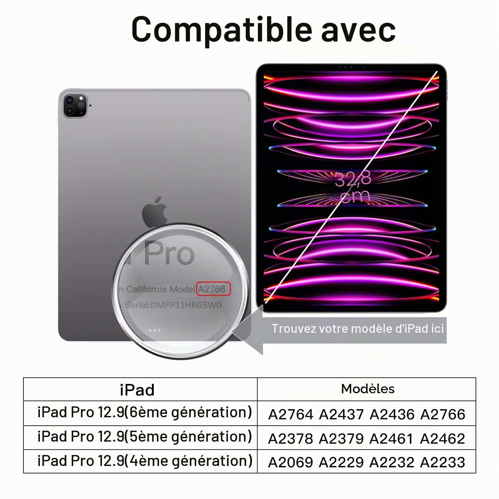 JETech Protection D'écran pour iPad Pro 12,9 Pouces, 2022/2021/2020 (6e/5e/4e Génération) avec Protection d'Objectif de Caméra Arrière, Film Verre Trempé HD, 2 Pièces Chacun