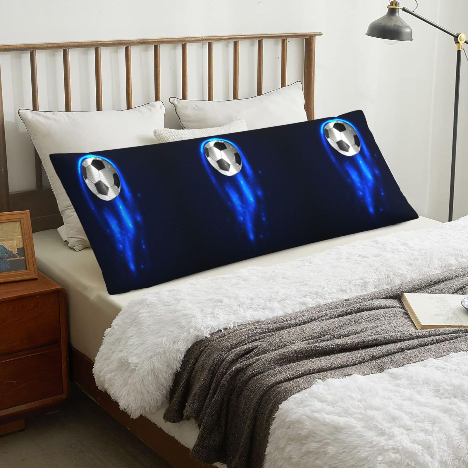 Soccer Ball On Fire, Body Pillow Cover with Zipper,Long Body Pillowcase 20 x 60 in