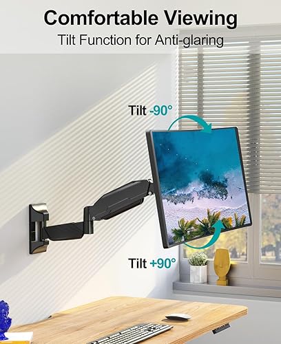 Miniatura 8 de MOUNT PRO Soporte de pared para monitor para pantalla de computadora ultraancha de 35 pulgadas26.4 libras, brazo de monitor único de alta