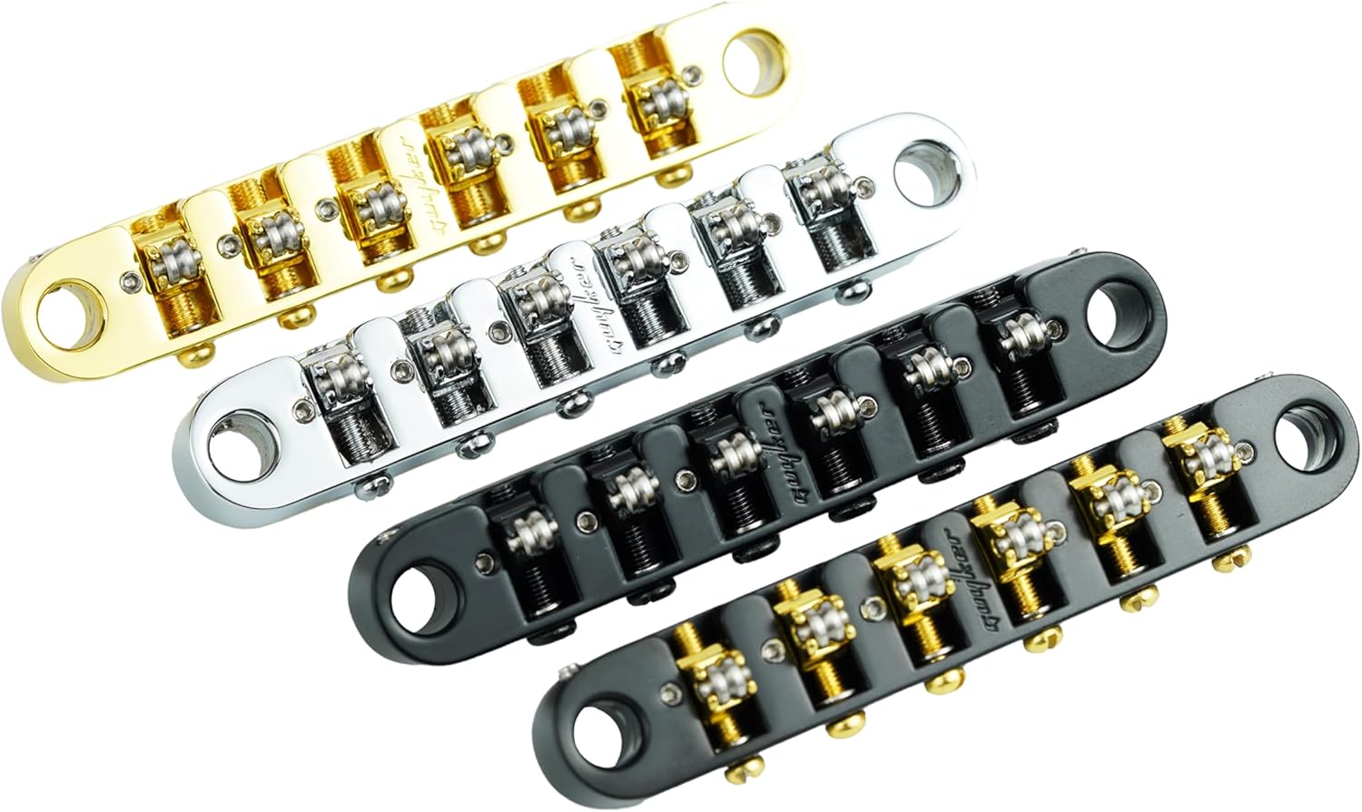 Guyker Adjustable Tune-O-Matic Roller Saddle Locking Bridge, String Space 10.4mm Bridge Replacement Part for Electric Guitars(GM008, Black)