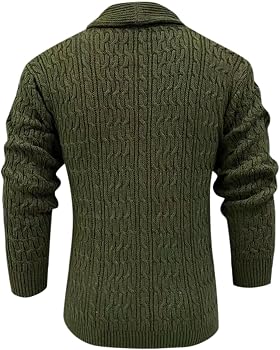 KTWOLEN Herren Strickjacke – Grobstrick Cardigan Mit Schalkragen, Langarm, Knopfverschluss, Weiche Baumwolle, Übergangsjacke