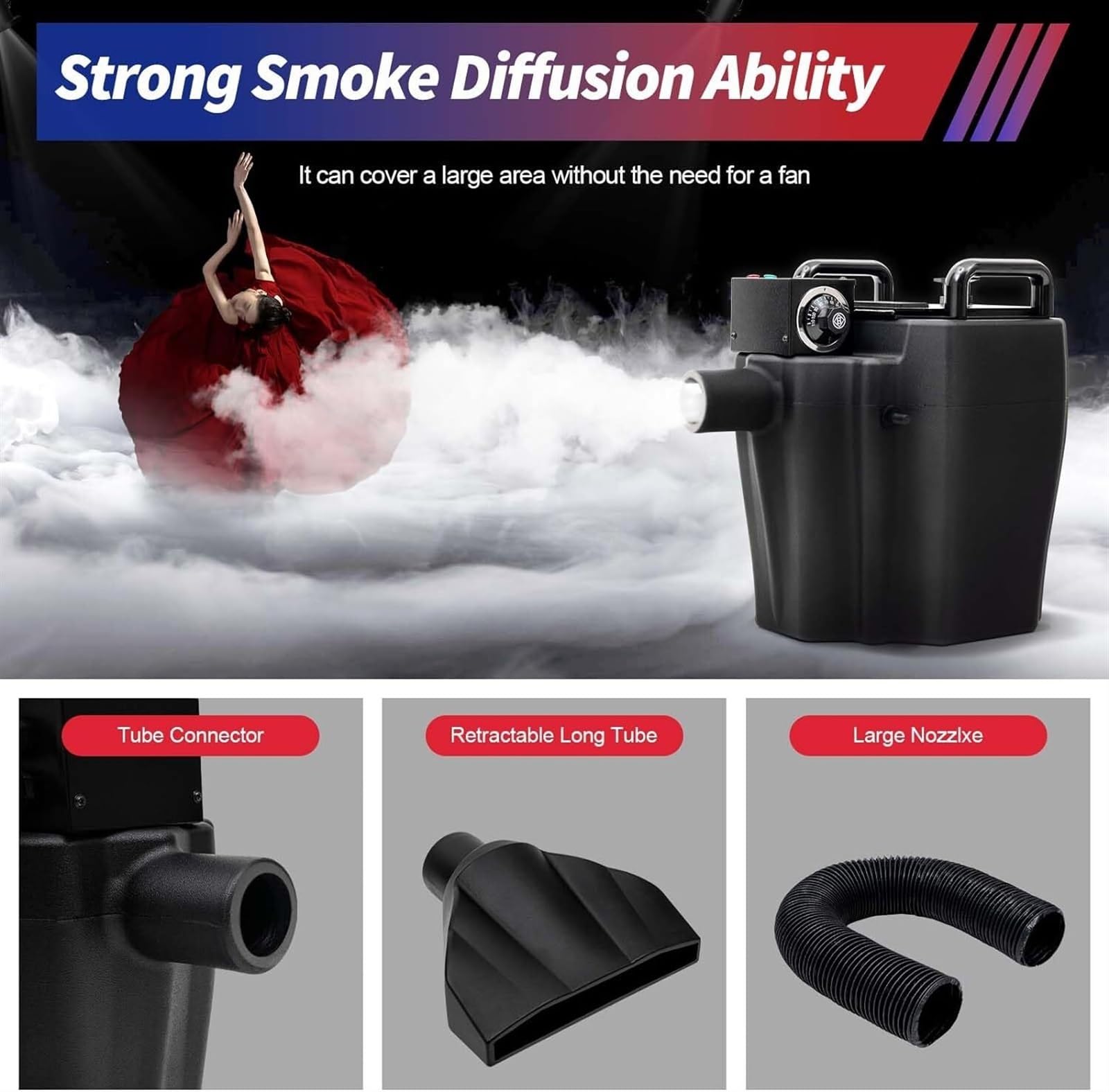 Macchina del Fumo a Ghiaccio Secco da 3500 W - Generatore di Fumo Basso per Effetti di Nebbia ad Alta densità | Perfetto per Eventi al Chiuso/all;Aperto, Feste e (3500w)