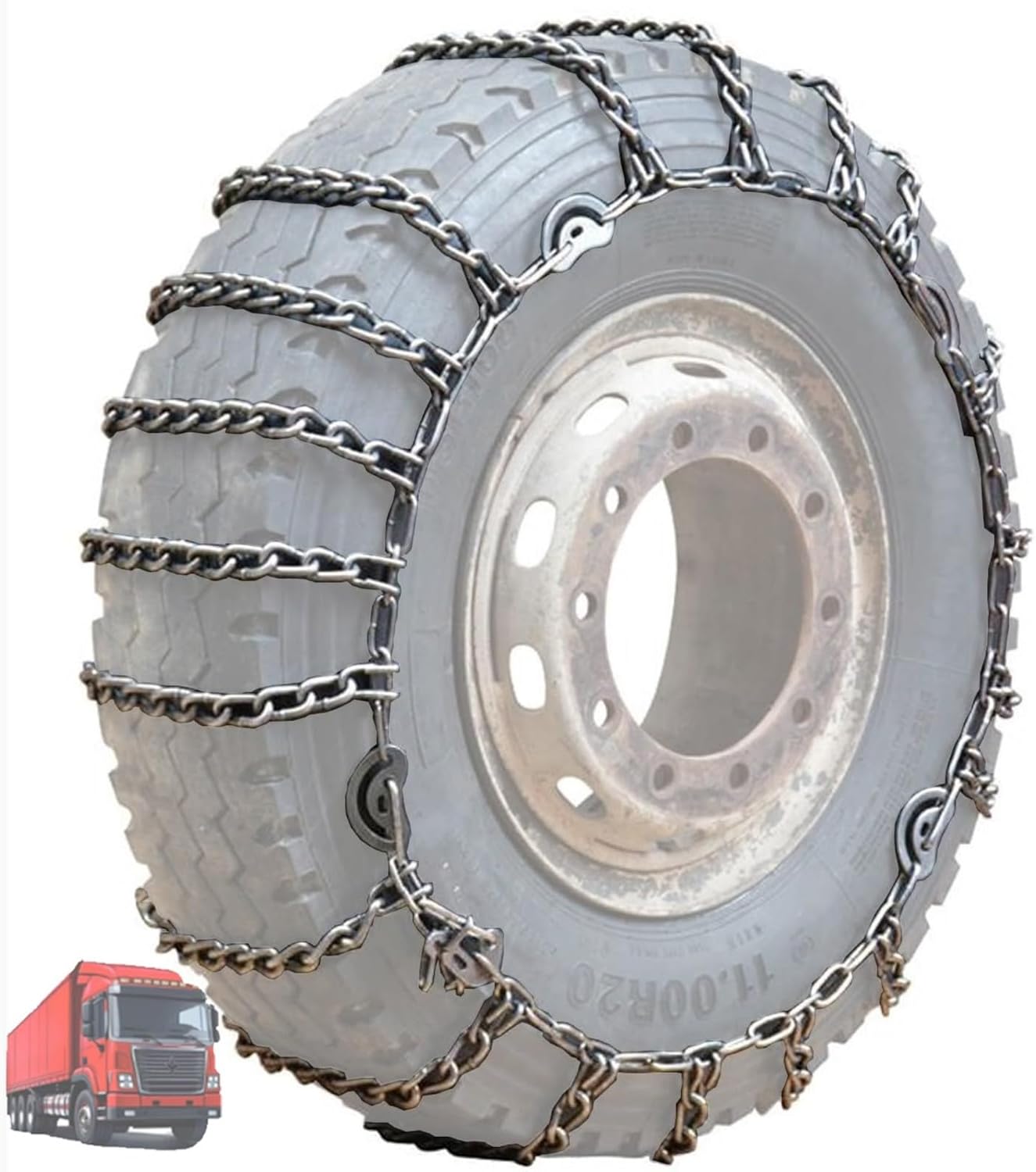 2pcs Snow Chains Tire Chains For Cars Suv Pickup Trucks - Quick Fit AND Easy Installation, Reusable Universal Emergency Traction Snow Chains 205/75R17.5 9mm 285/80R22.5