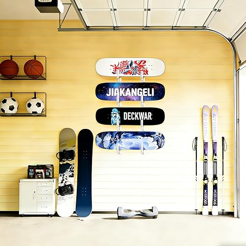 Miniatura 2 de BiJun Soporte de pared para monopatín y snowboard, estante horizontal acrílico y colgador de almacenamiento