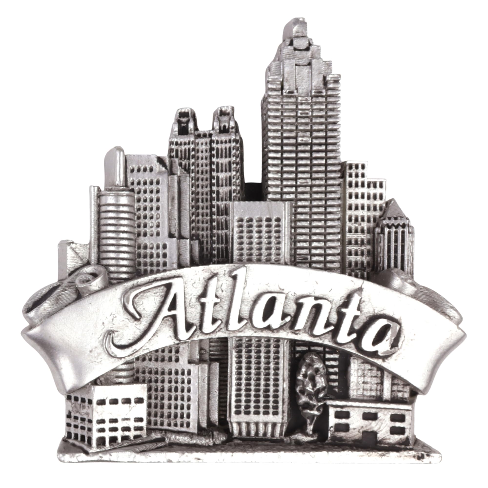 Souvenir de réfrigérateur Atlanta aimant argenté de voyage de 5,3 x 6,1 cm