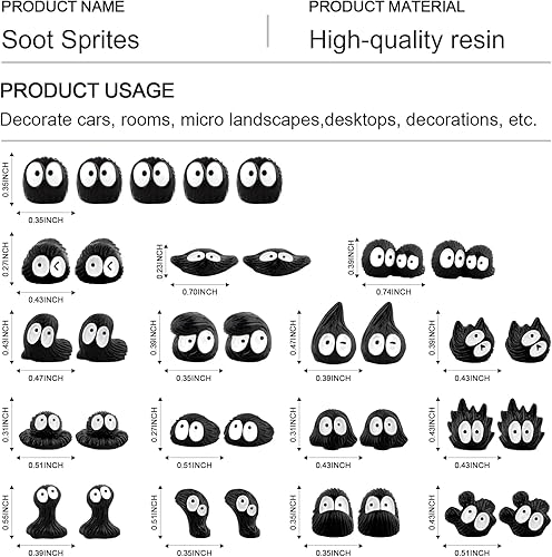 Miniatura 9 de Lindos sprites luminosos de hollín, 35 piezas de accesorios de decoración interior automotriz para espejo retrovisor de automóvil y tablero de