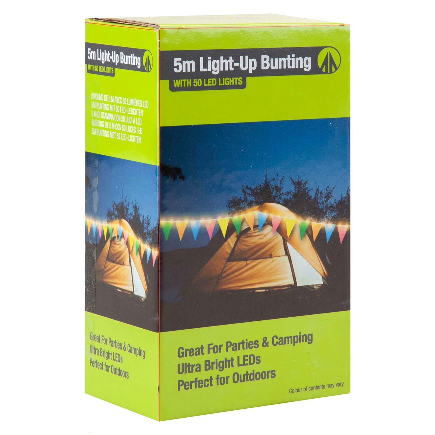 VFM e-Store - Led Bunting Light 50 Led Lights Battery Operated - Camping, Travel Holiday Accessories for Summer - 8. 2cm X 15. 1cm Multi X 1
