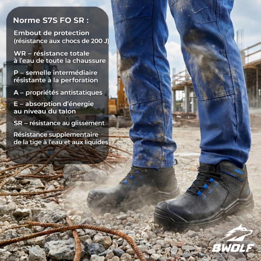 BWOLF PANZER HI S7S Chaussures de sécurité imperméables S7S | Embout composite | Protection anti-perforation en Kevlar | Semelle en polyuréthane antidérapante
