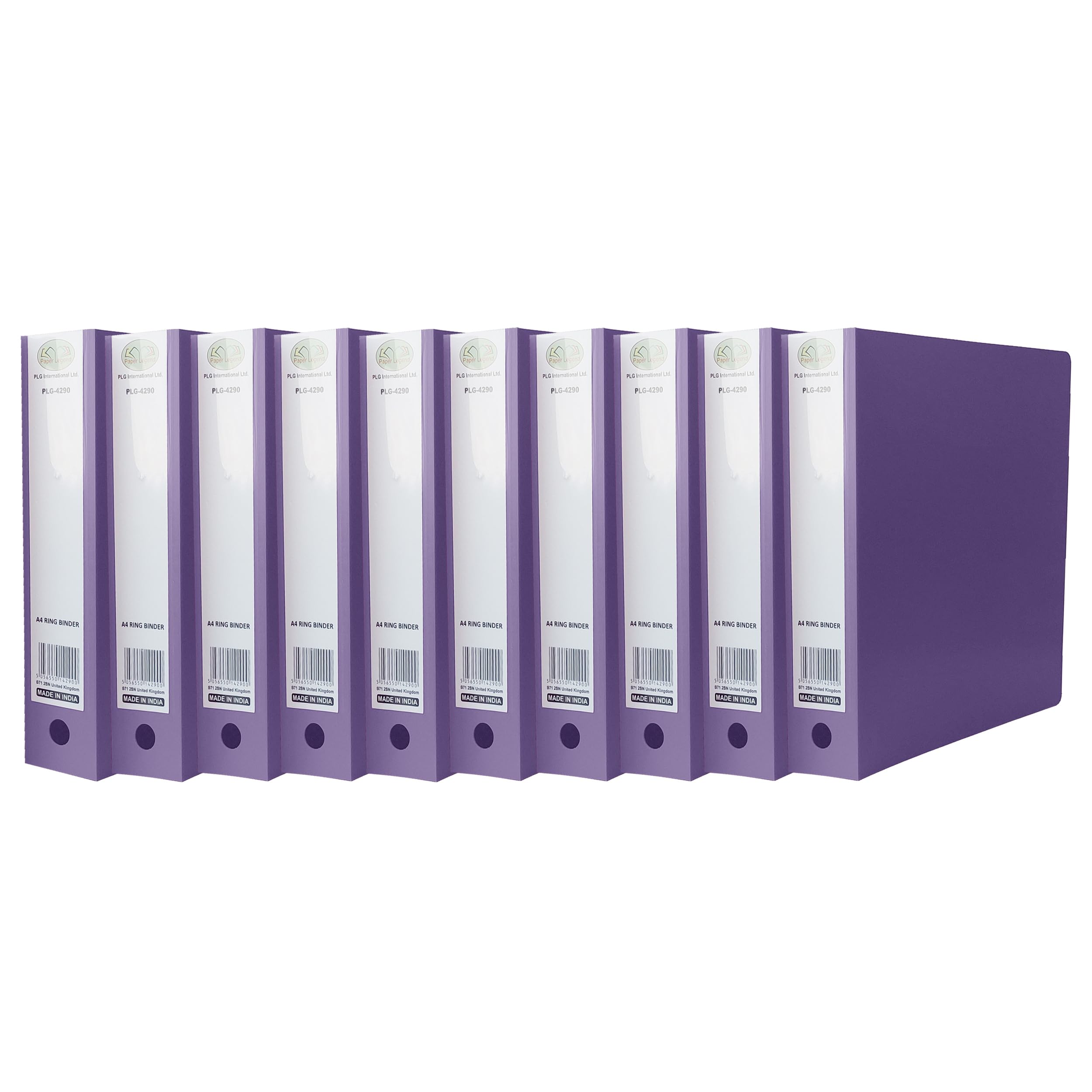 (Pack of 10) A4 Ring Binder File Folder PP File 65mm Spine Folder Plastic Cover with 500 Sheet Capacity and Ring Pull (Purple, Ring Binder File) — image 1