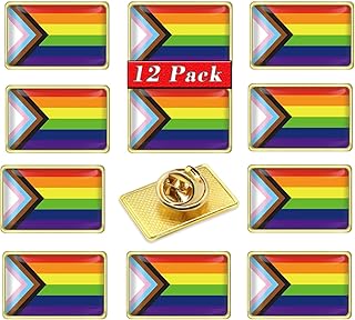 6/12/24/48Pcs Inclusive Progress Pride Pin Rainbow Gay Flag LGBT Enamel Progressive Lapel Pins Bulk Decoration for Clothes... Price In India
