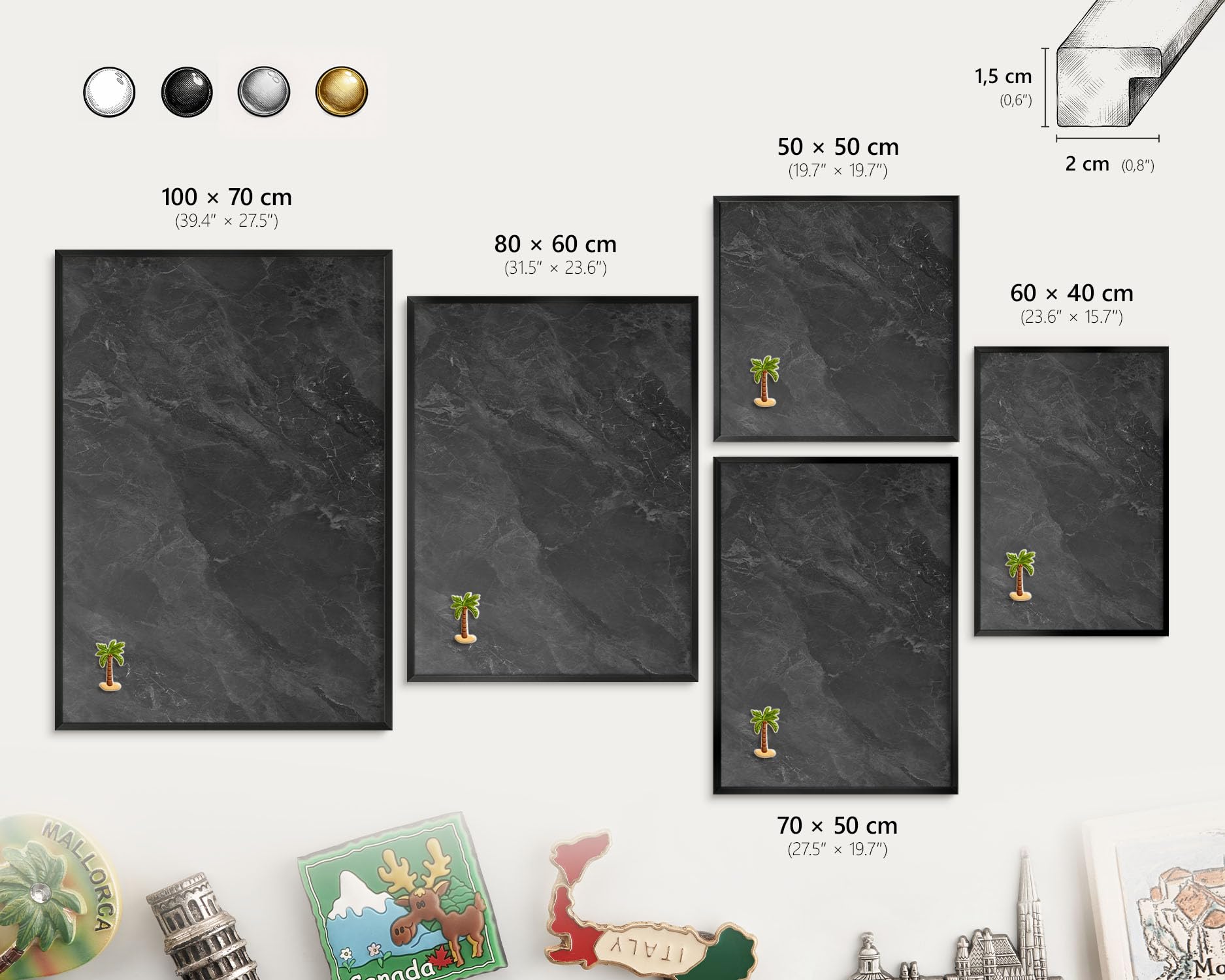 Lavagna Magnetica per Home Office 60x40 Grigio eleganza t Cornice Nero