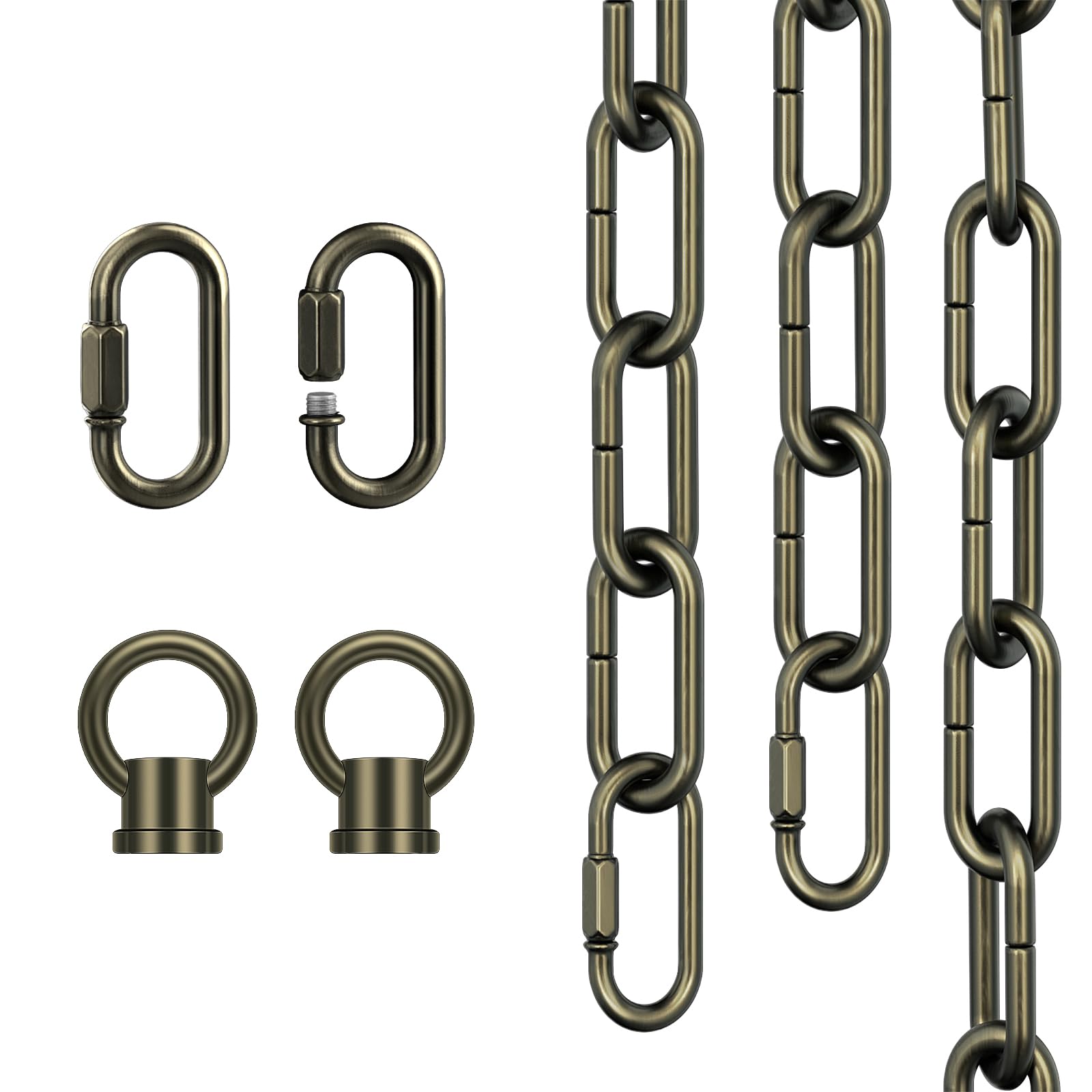 Photo 1 of garini 12 Feet Industrial Bronze Light Fixture Chain, Adjustable Metal Pendant Chandelier Chain Extension with Detachable Link, Maximum Load is 66 Pounds