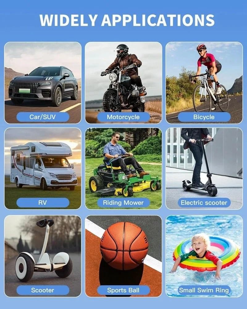 Inflador Ruedas Coche Inflador de neumáticos con bomba de aire de 150PSI, compresor de aire portátil con manómetro Digital para coche, bicicleta, motocicleta y bola Compresores de aire portátiles