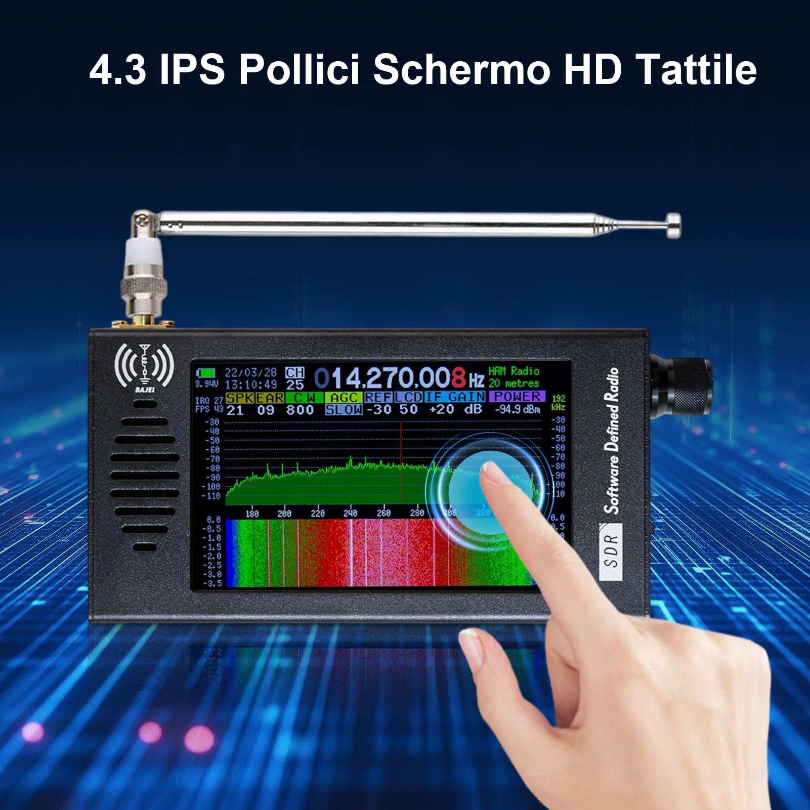 Ricevitore radio SDR-101, ricevitore radio portatile DSP da 4,3 pollici per CW/AM/FM, demodulazione digitale da 100 KHz a 149 MHz, ricevitori radio a onde corte