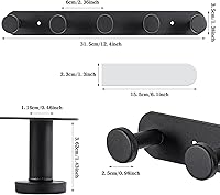 Vista 2 de Coat Hooks Wall Mounted, Black Coat Rack with 5 Hooks Adhesive & Screw in Door Hooks Heavy Duty Coat Hanger Towel Hooks for Wall Towels Clothes Hat