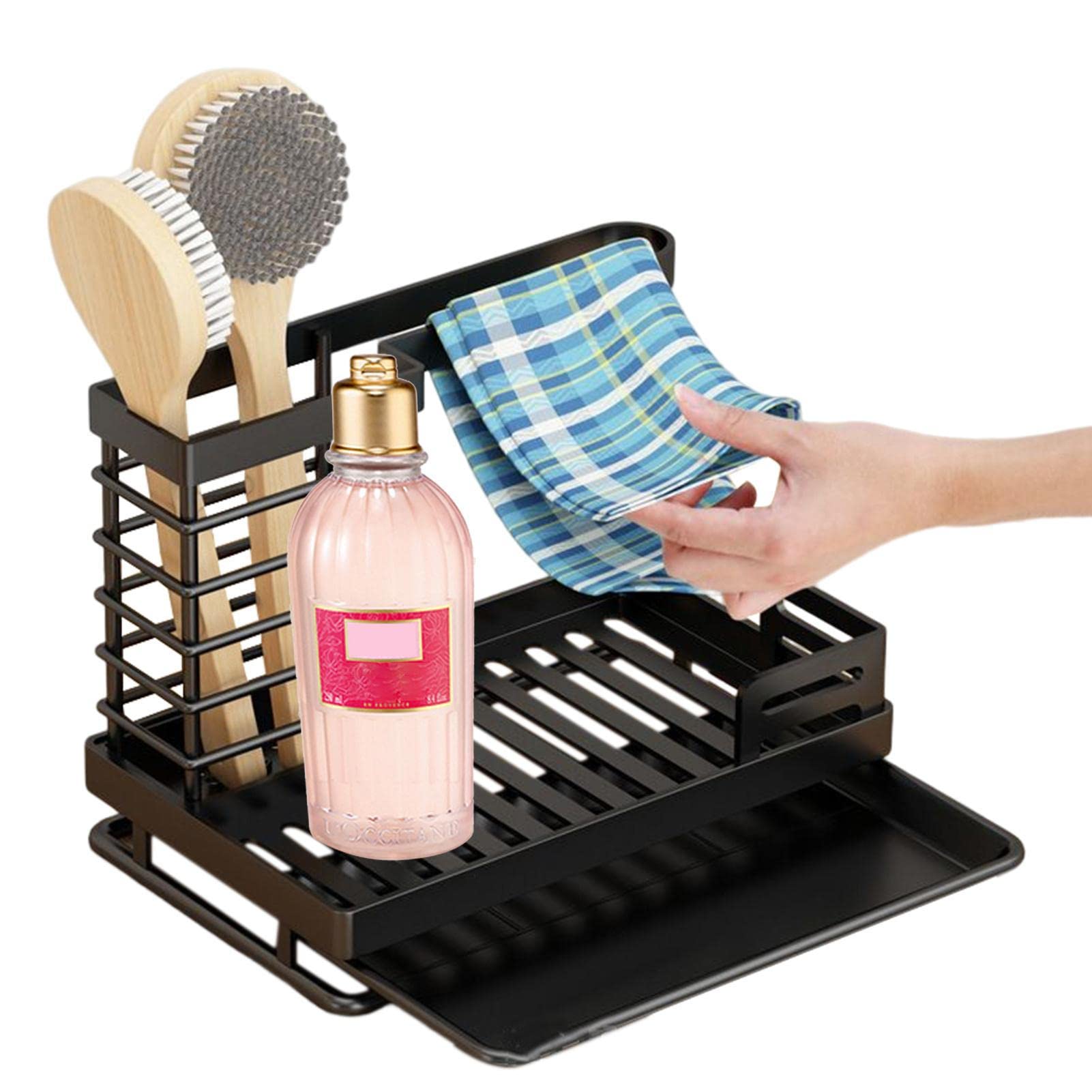 DFGHNBVC Stainless Steel Dish Drainer Rack Set - Kitchen Sink With Sponge Holder, Brush Soap Drainer, Dishcloth Utensil Holder For Countertop Storage