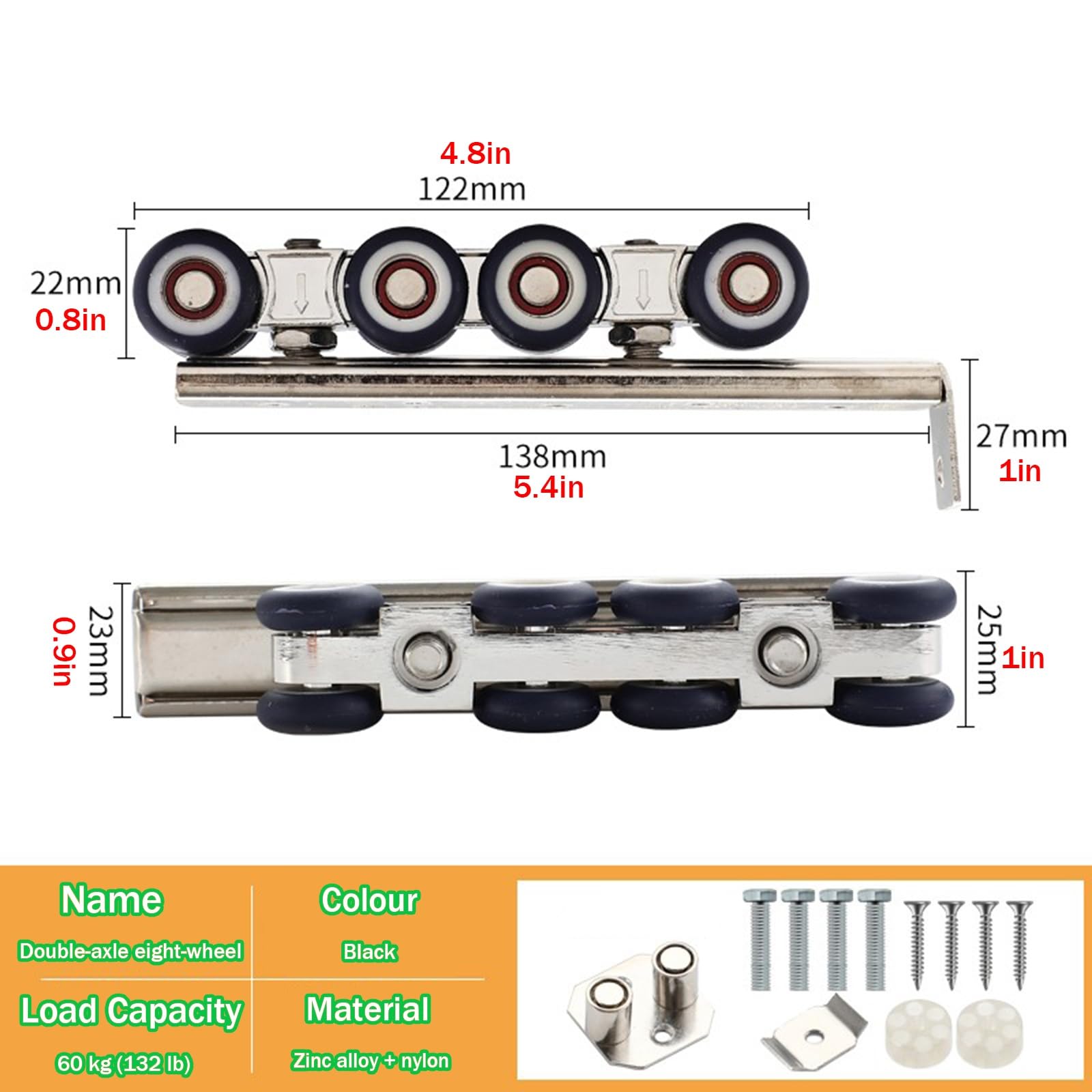Schwerlast-Doppelschienen-Schiebetür-Set, Bypass-Scheunentür-Beschläge für Schränke, Küchen und Badezimmer, verstellbare Länge (335 cm), ideal für Wohnräume im Freien