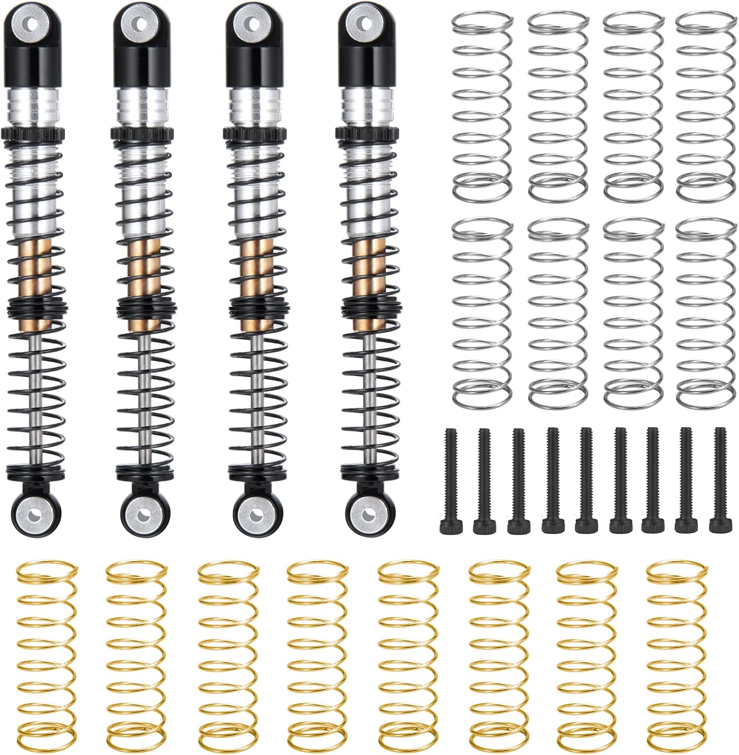 MOHERO Adjustable RC Shocks Absorber Damper 53mm Aluminum 4Pcs for 1/24 Axial SCX24 RC Crawler Car Upgrade Parts (Grey)