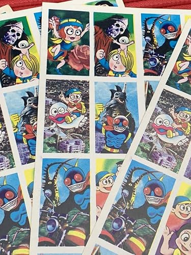 Amazon 当時物 新品 パチ メンコシート 5枚 仮面ライダー みつばちハッチ 鬼太郎 Q太郎 角面子 角メンコ 昭和 レトロ ビンテージ 駄菓子屋 めんこ おもちゃ