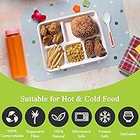 Vista 12 de three leaf 6 COMPARTMENT BAGASSE TRAY 400 Ct. Heavy-Duty- Super Strong- Natural- Eco-Friendly Disposable Bagasse Plates, 100% Biodegradable 6