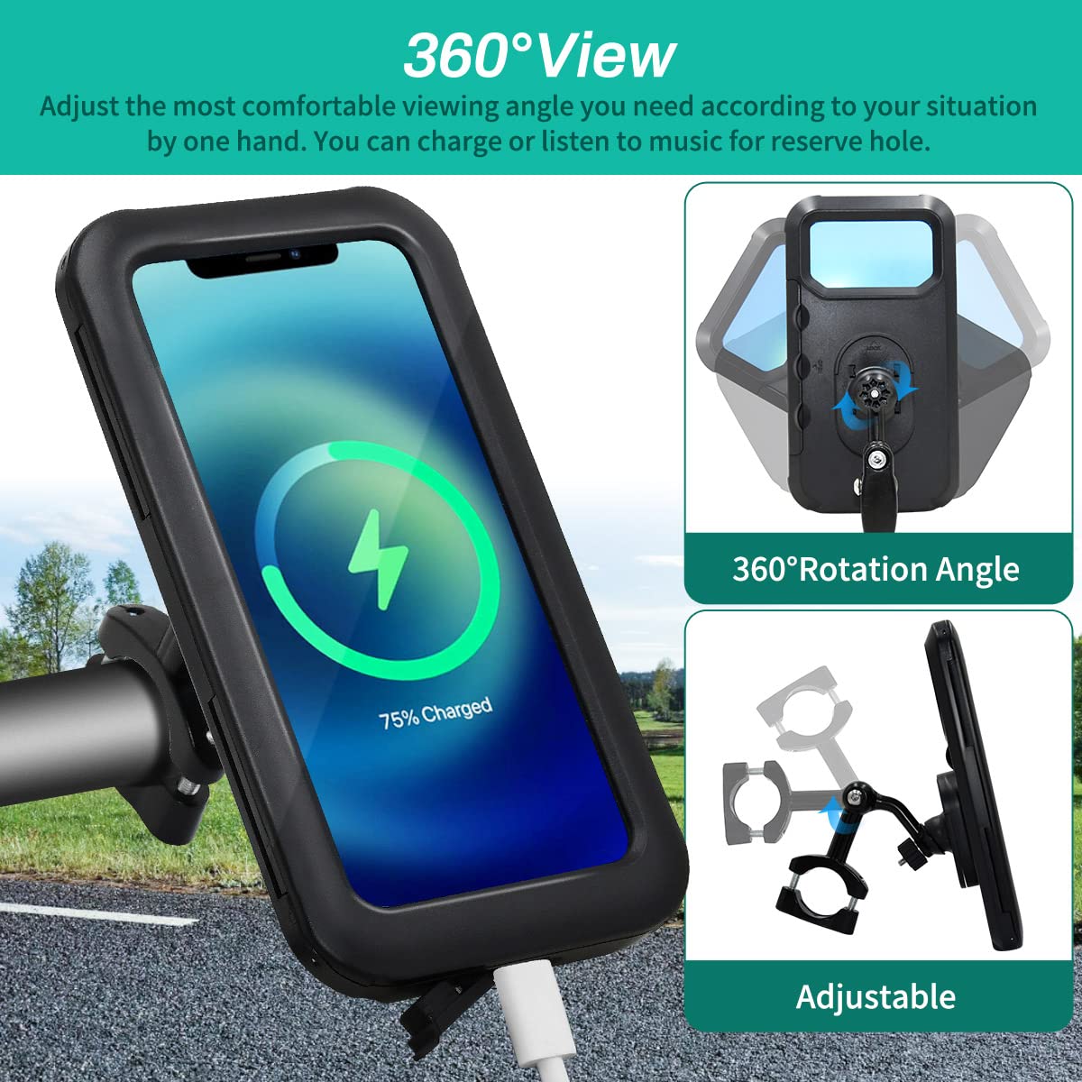 Supporto Cellulare Bici Impermeabile - Girevole 360° Per Manubrio - Foto 4
