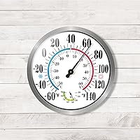 Vista 5 de Outdoor Thermometer Hygrometer - 12'' Indoor Outdoor Thermometer Wireless, Indoor Thermometer for Room Home Temperature, No Battery, Wall Bronze 8