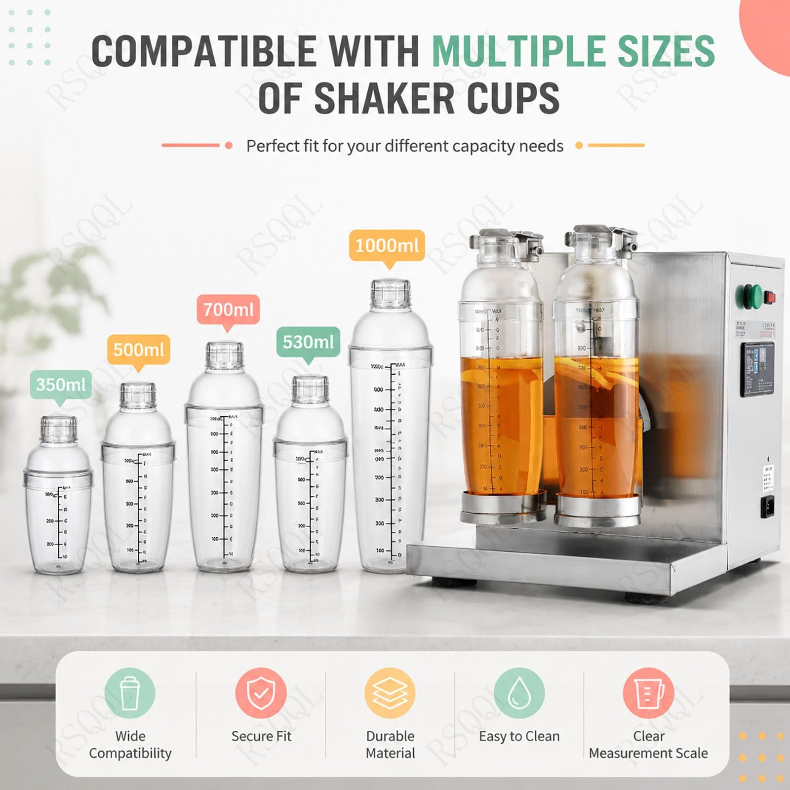 Coctelera Boba de burbujas eléctrica de doble cabezal de 120W, acero inoxidable, temporizador ajustable, 340RPM, for mezclar bebidas comerciales