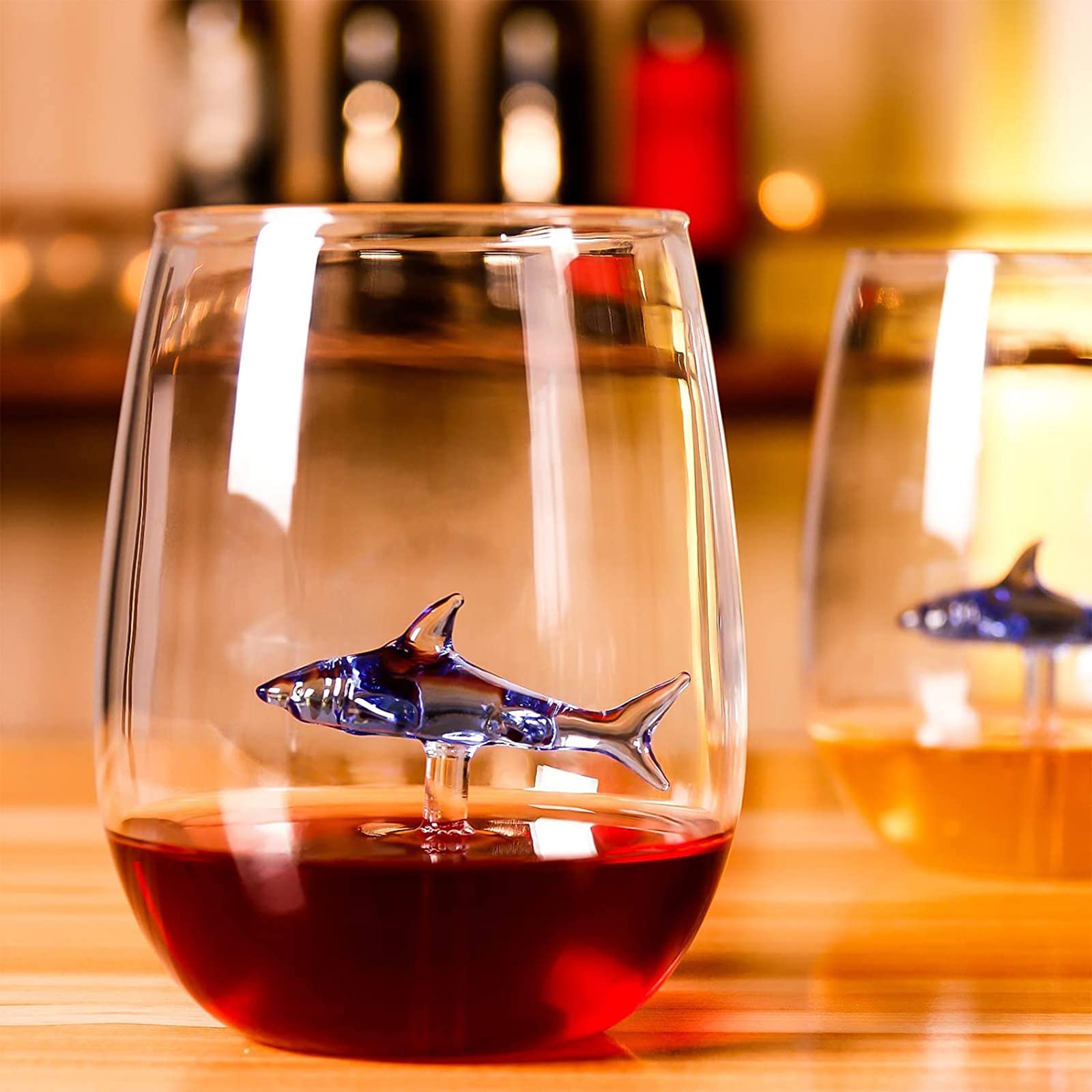 Amazon.com | Shark Wine Glass with Shark Inside, Unique 3D Blue Colored Shark  Wine Glasses (Set of 2), Personalized Shark in Red Wine Cups, Modern Shark  Lover Gifts for Women Party Birthday