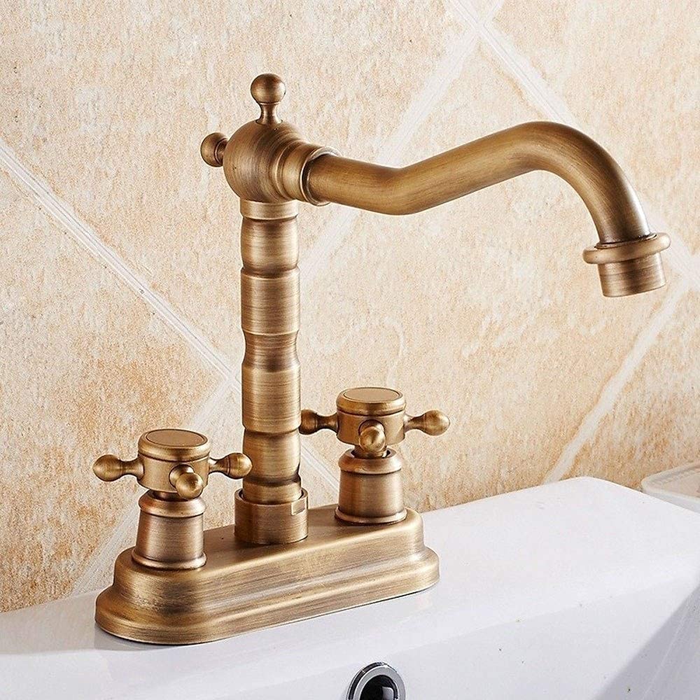 Robinet lavabo rétro résistant au calcaire avec mitigeur double - 7