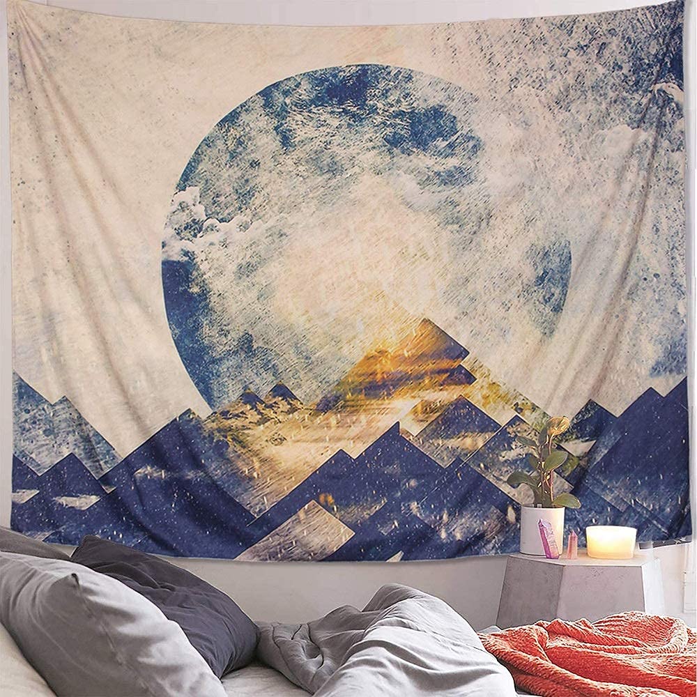 Tapiz de luna abstracto moderno para renovar paredes del dormitorio y usar como manta de yoga