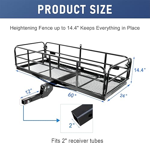 Miniatura 6 de JDMSPEED Enganche de almacenamiento de carga para automóvil, 400 libras, 60 x 24 x 14.4 pulgadas, cesta de equipaje plegable para vehículos, cesta