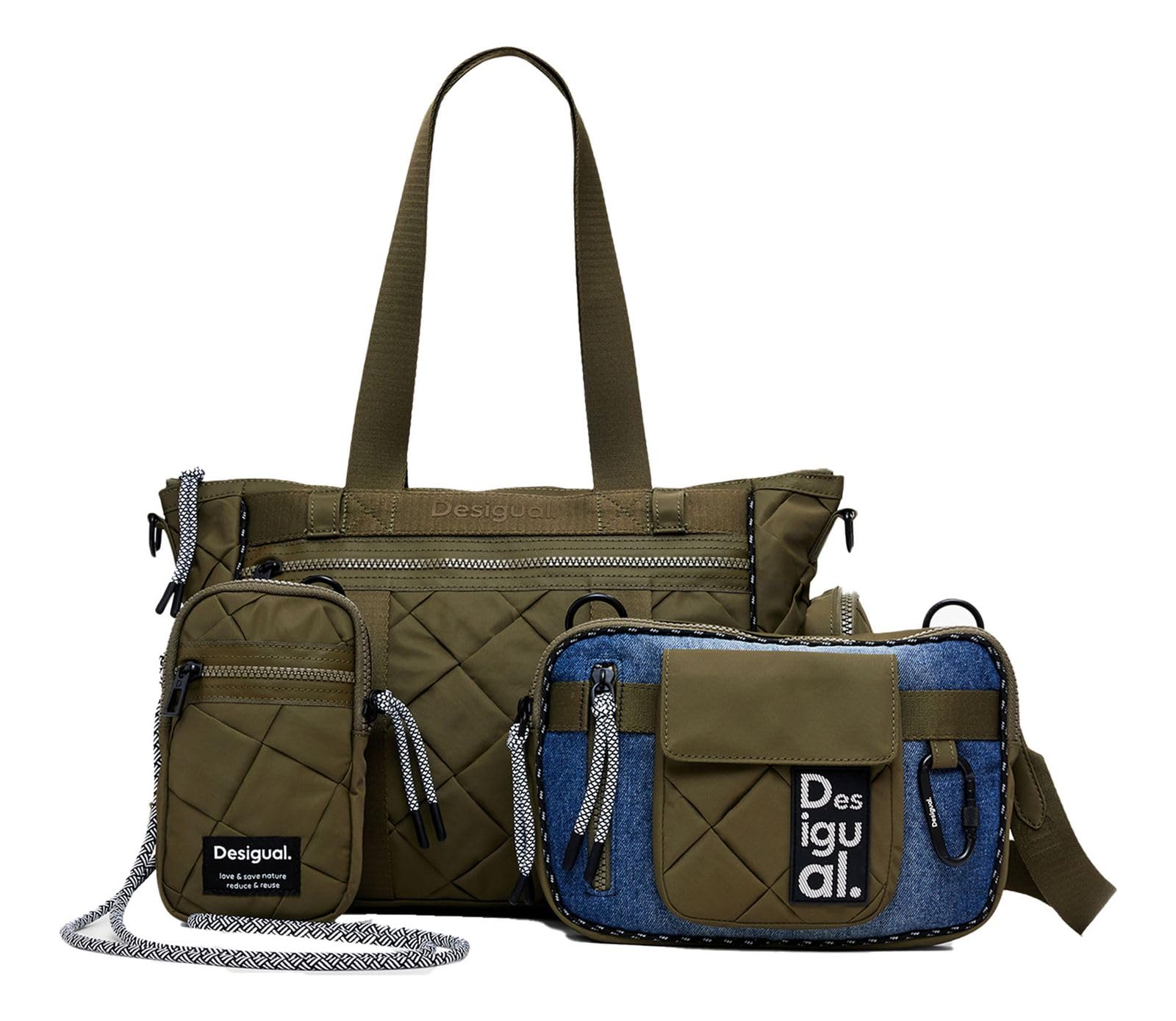 Image secondaire de Sac à main en nylon vert multiposition pour femme - Desigual