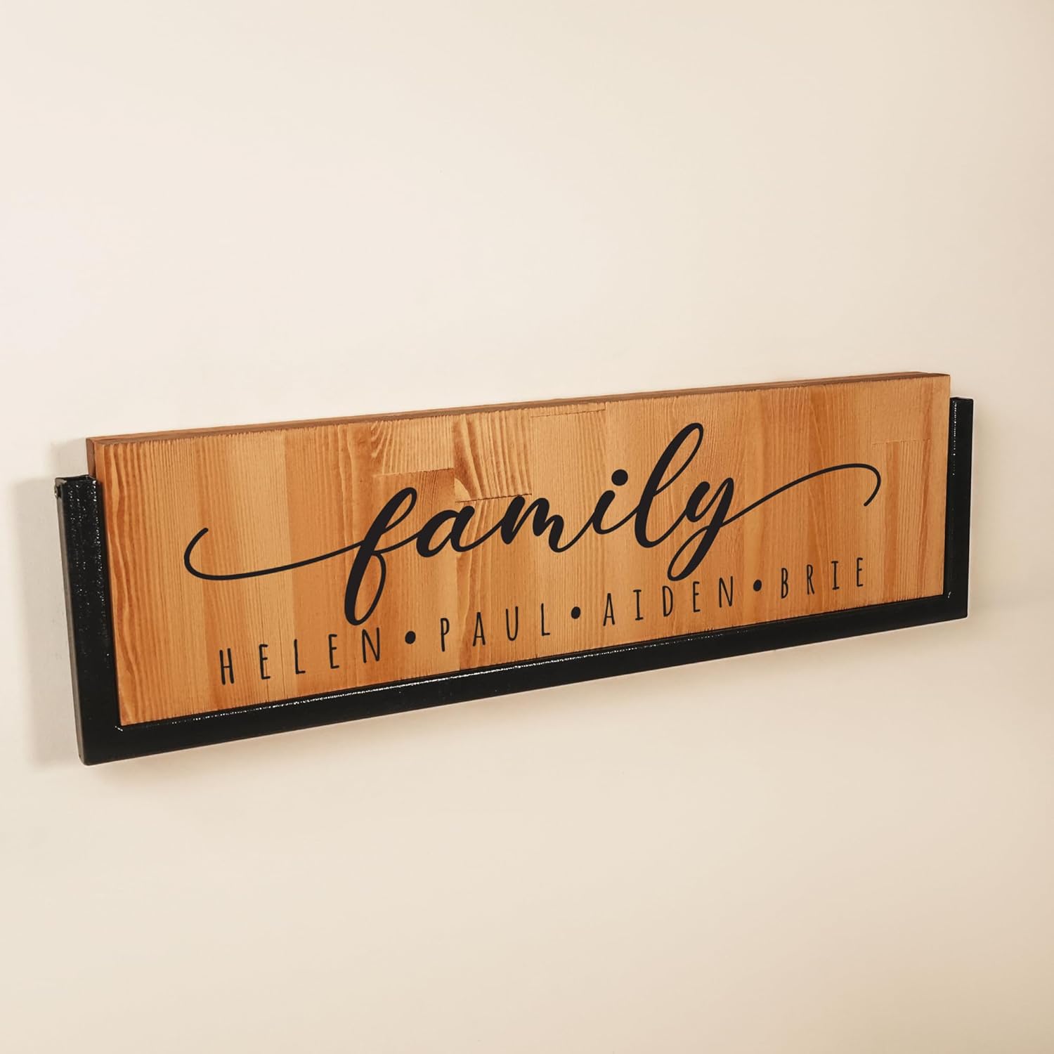 Engraved Wooden Shoe Rack for Entryway – Custom Wall Mounted Shoe Organizer with Family Name – Handmade Beech Wood Shelf for Hallway or Porch – Decorative & Functional Personalized Gift for New Home