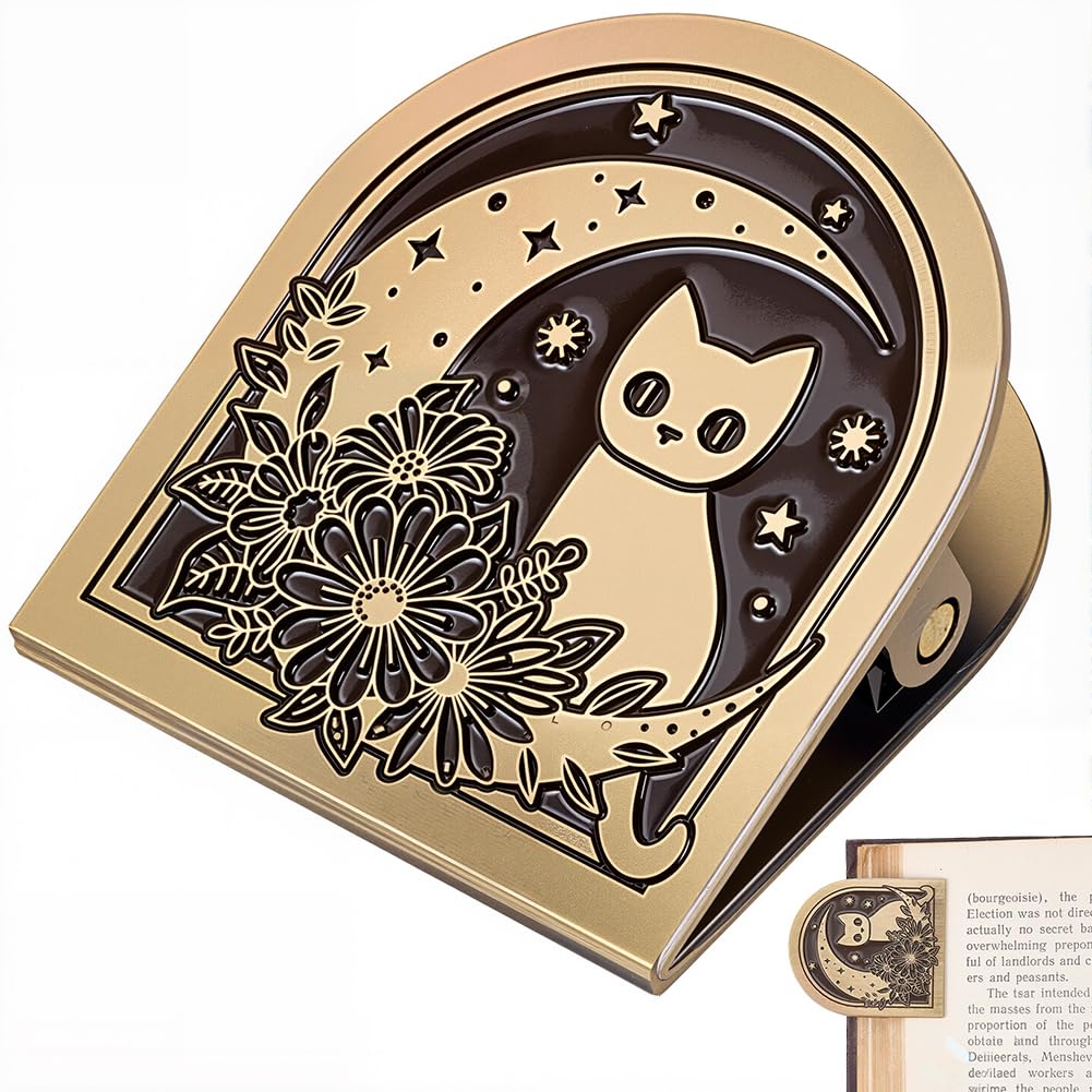 CRASPIRE Diario de gato y luna, clip de metal, lindo cuaderno de viajeros vintage, soporte para carpeta de billetes, aleación de b