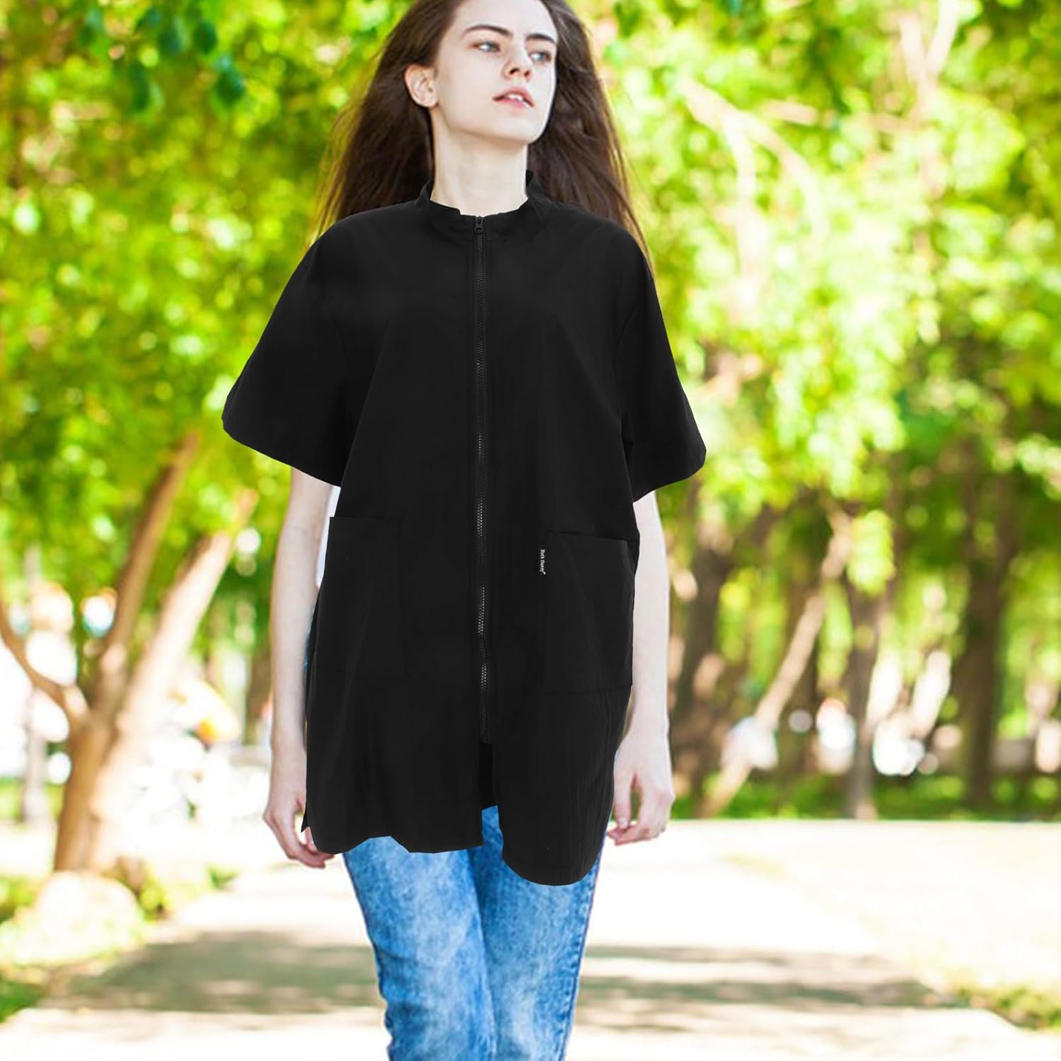 VILLCASE Waterproof Pet Cosmetologist Clothes Pet Salon Grooming Apron Beautician Bath Uniform for Home Outdoor (Black, Size)- Pet Hair Grooming Supplies 9 71Fw2fz89wL. AC SL1500