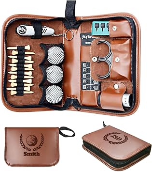 Personalized Golf Ball Storage Bag with Name, Custom PU Leather Golf Accessories Kit for Men & Women, Gifts for Golfers, Dad, Husband, or Friends, Perfect for Fathers Day, Birthday, or Wedding Gifts