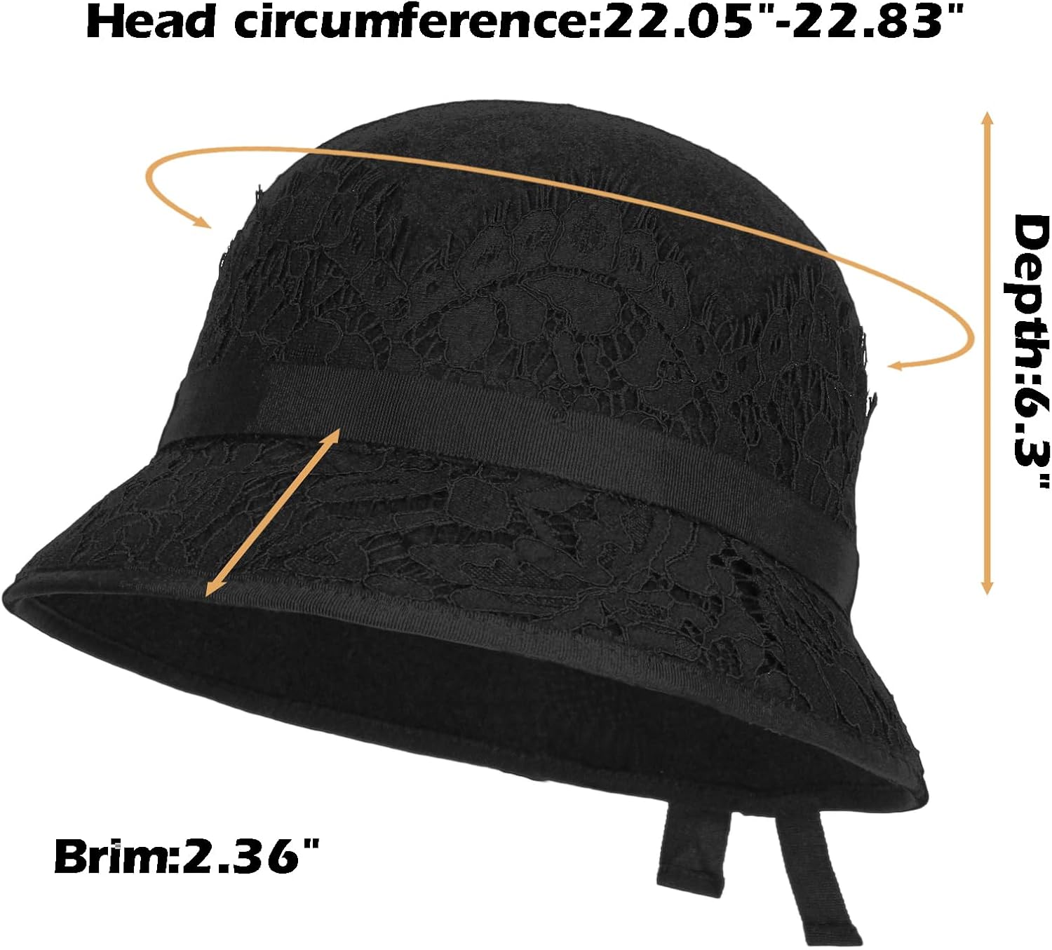 Winter Bucket Hats for Women 100% Wool Derby Hat Lady Church Cap Lace Fedora Hat