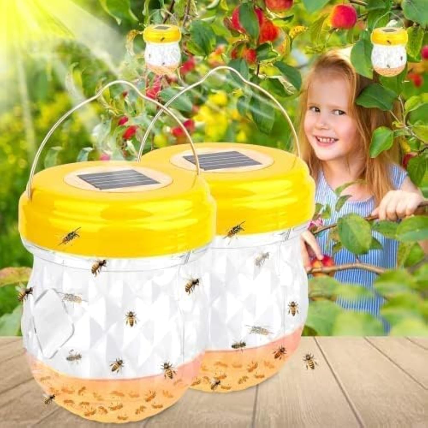 Wasp Trap,Yellow Jacket Trap Wasp Traps Outdoor Hanging, Wasp Repellent Outdoor Carpenter Bee Traps Wasp for Outside, Non-Toxic Reusable Wasp Catcher for Trapping Hornet, Bee, Insects 2 Pack