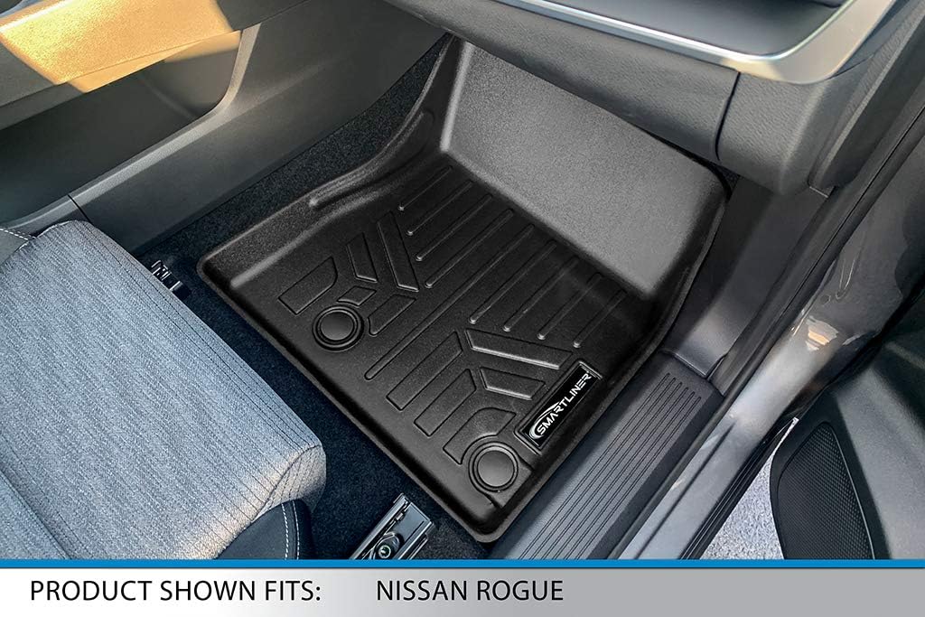 Best Cyber Monday 🔥 SMARTLINER Custom Fit All Weather Black 1st Row Floor Mat Liner Set Compatible with 2021-2023 Nissan Rogue (No Sport Models)