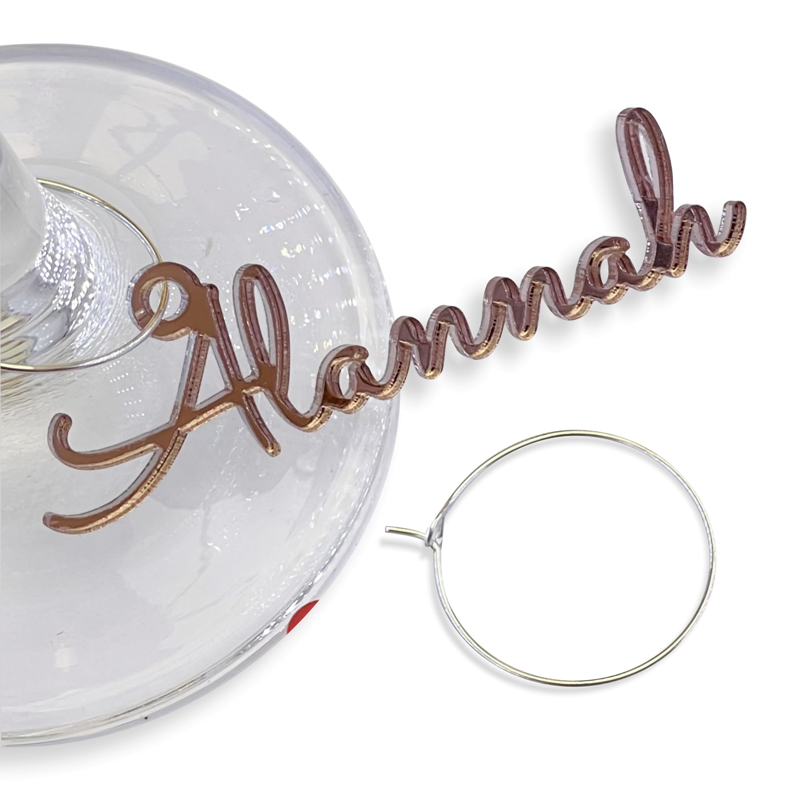 Personalisierte Weinglas Charms mit Namen - Glasmarker & Getränkemarker - Weincharme Ring Party, Tischdeko, Brautdusche, Hochzeits, Platzkarten, Weihnachtsfeier, Tischdekorationen (30 Stück)
