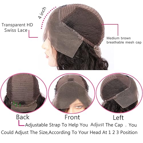 Miniatura 9 de YMS Pelucas de cabello humano con encaje frontal HD de 13 x 6 pulgadas, color rosa degradado, sin pegamento, pelucas de cabello humano prearrancadas