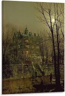 ZMLLCJF John Atkinson Grimshaw,Knostrop Old Hall, Leeds, 1883 Canvas Poster Wall Art Decor Print Picture Paintings for Living Room Bedroom Decoration 12x18inch(30x45cm)