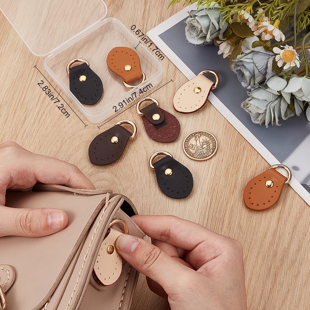 Beebeecraft 1 Box 8Pcs Leather Clasps with D Rings 4 Colors Bag Replacement Cowhide Buckle for Bag Strap Pouch Handbag Crossbody Bag Conversion (4.6cm/1.81in)