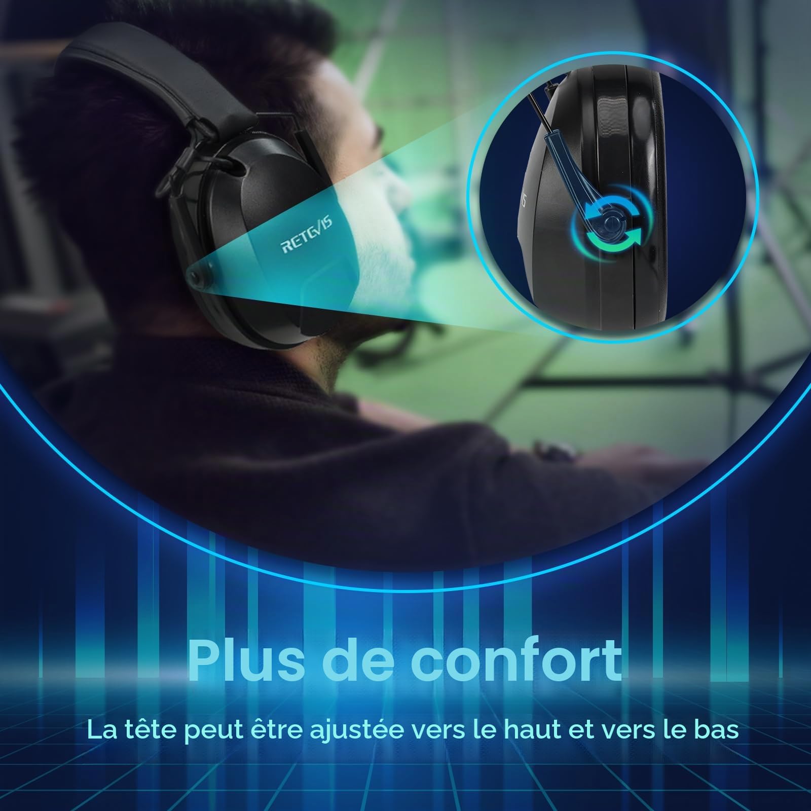 Retevis Lot de 2 écouteurs talkie-walkie, suppression bruit bouton volume réglable (82 dB) radio bidirectionnelle Baofeng UV-5R RT24 RT27 RA89 RT3S RT5R RT86