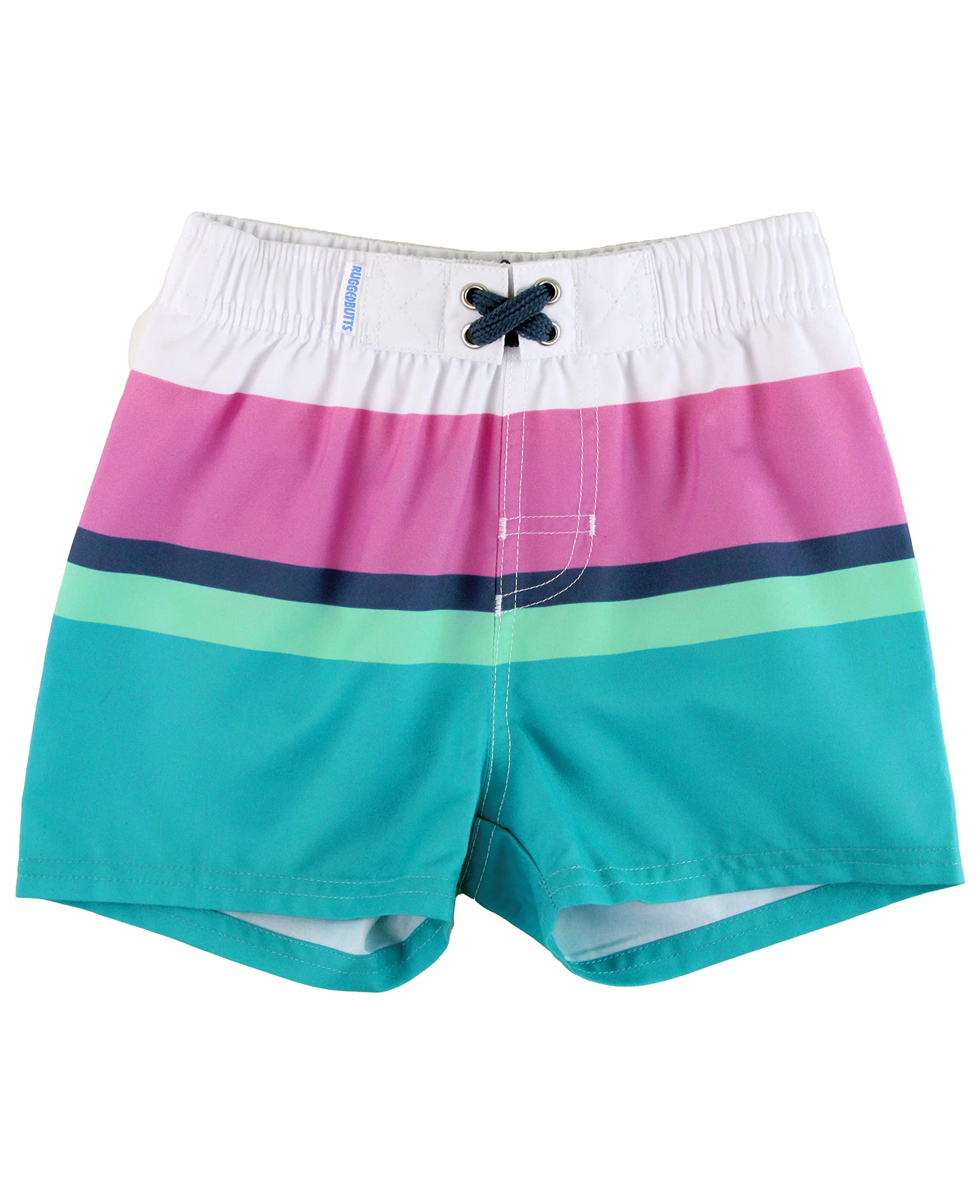 RUGGEDBUTTS Boys UPF50+ Sun Protection Striped Color Block Swim Trunks