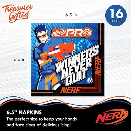 Miniatura 5 de Treasures Gifted Suministros para fiestas de cumpleaños Nerf con licencia oficial, sirve para 16 invitados, juego clásico de vajilla Nerf para