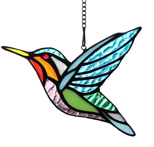 Miniatura 9 de Colgantes de ventana de pájaros de vidrieras, decoraciones de colibrí de vidrieras, atrapasoles de pájaros para decoración de ventanas, regalos