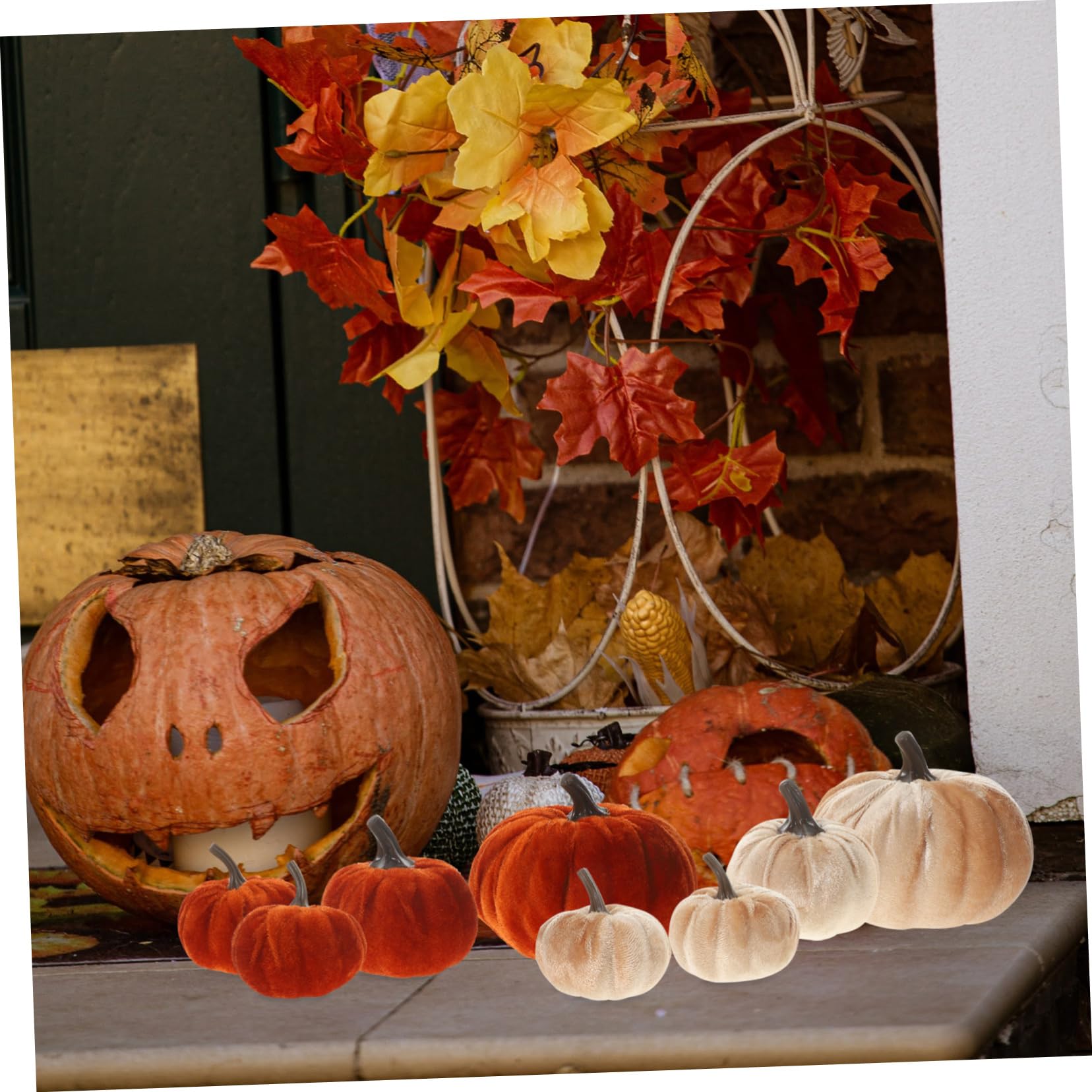 Cabilock 12pezzi Di Zucche Simulata Per Decorazioni Di Halloween e Ringraziamento Ornamenti Autunnali Per Casa e Giardino
