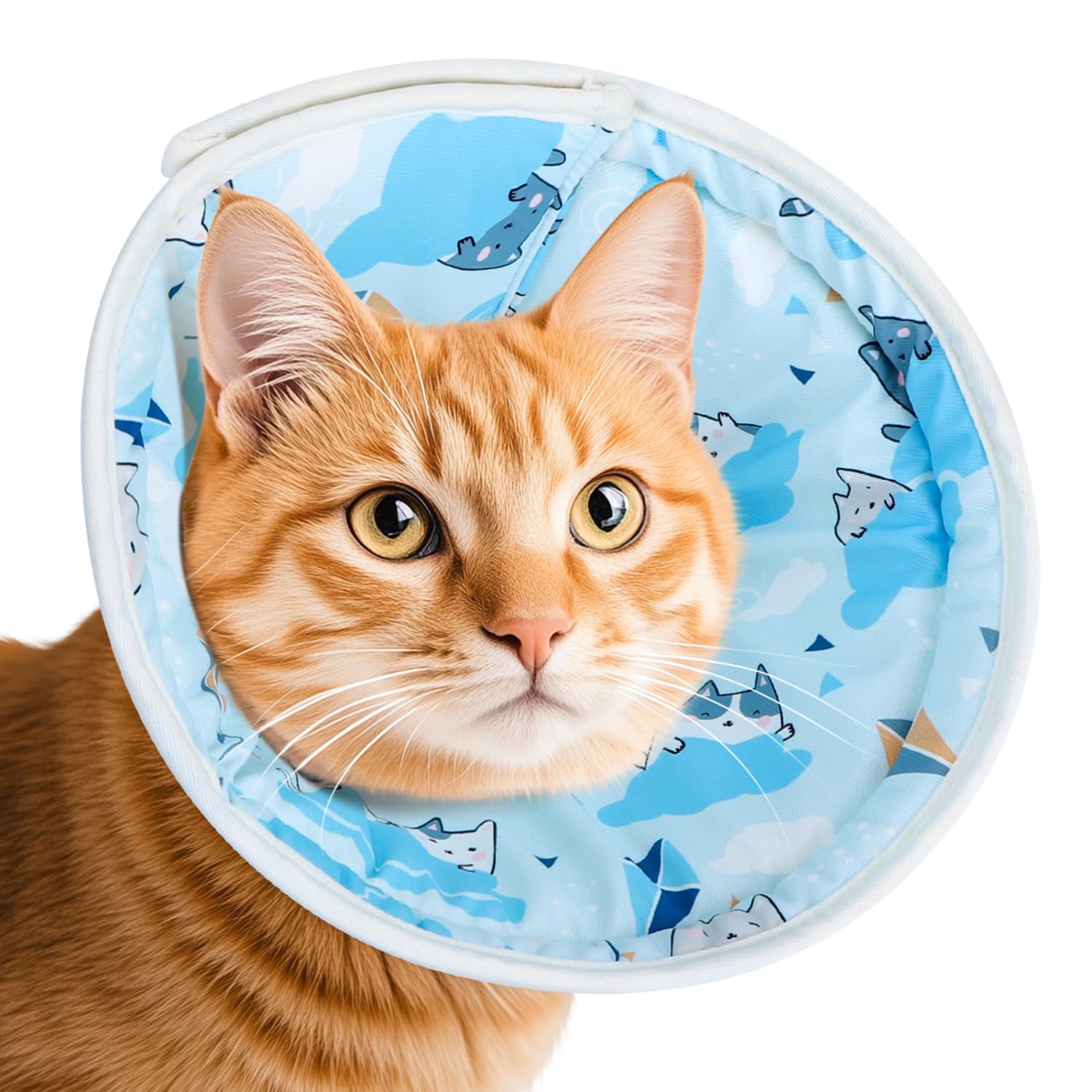Nobleza Soft Recovery Cone Collar for Cats and Small Dogs - Post-Surgery Protection, Blue, Size S, S (Neck:5.5-9.4in)