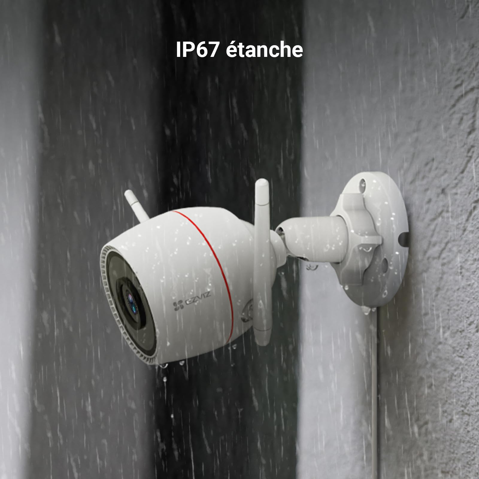 EZVIZ Outpro 2K Caméra Surveillance WiFi Extérieure avec Vision Nocturne en Couleur, Alarme Sirène et Flash, étanche IP67, Détection de Personne, Audio Bidirectionnel, H.265, Compatible Alexa